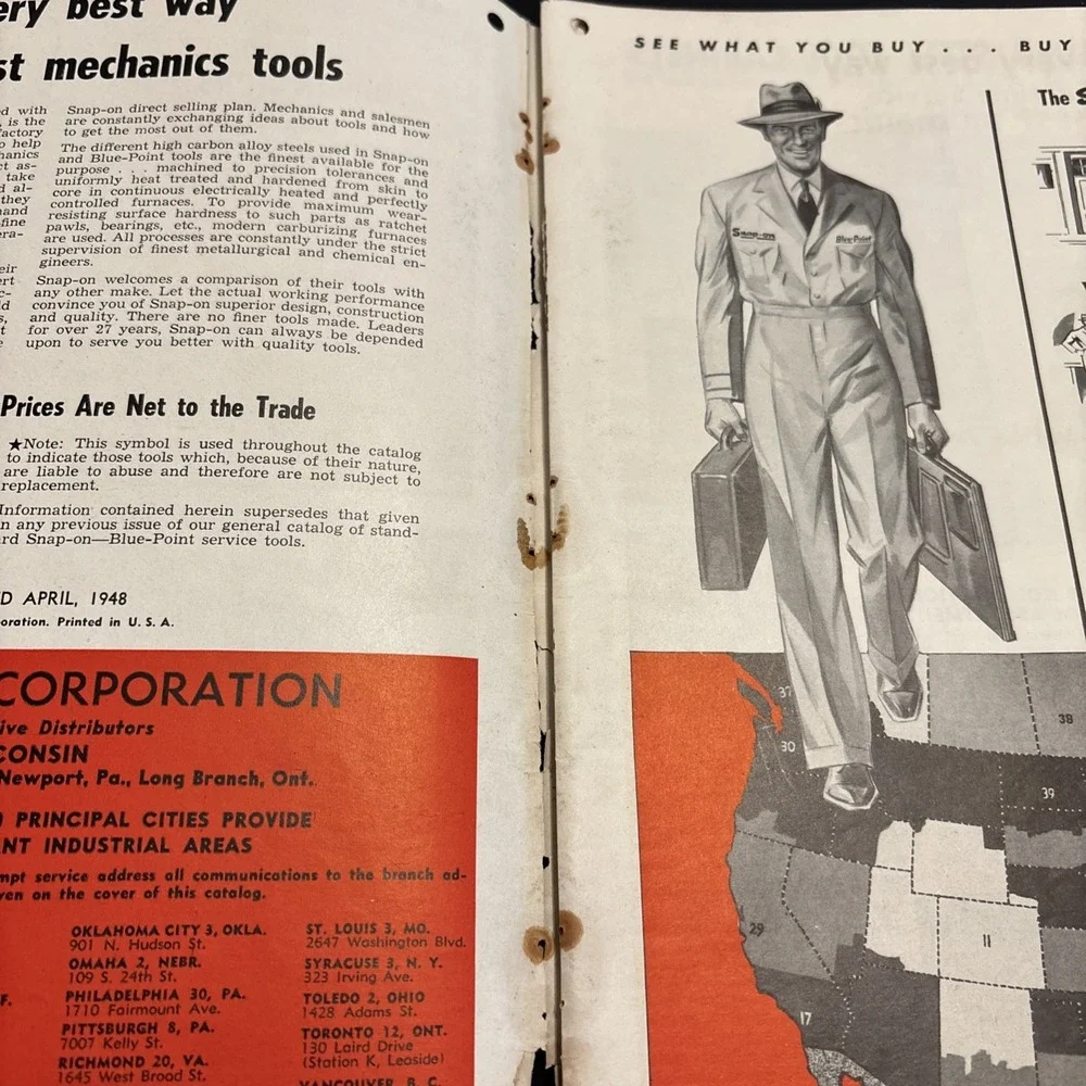 Rare Vintage 1948 Snap-on Tools Catalog S Blue-Point Mechanic Tool Automotive